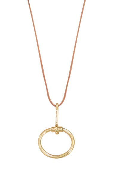 N0079 ORO CXC Gold Leather Necklace